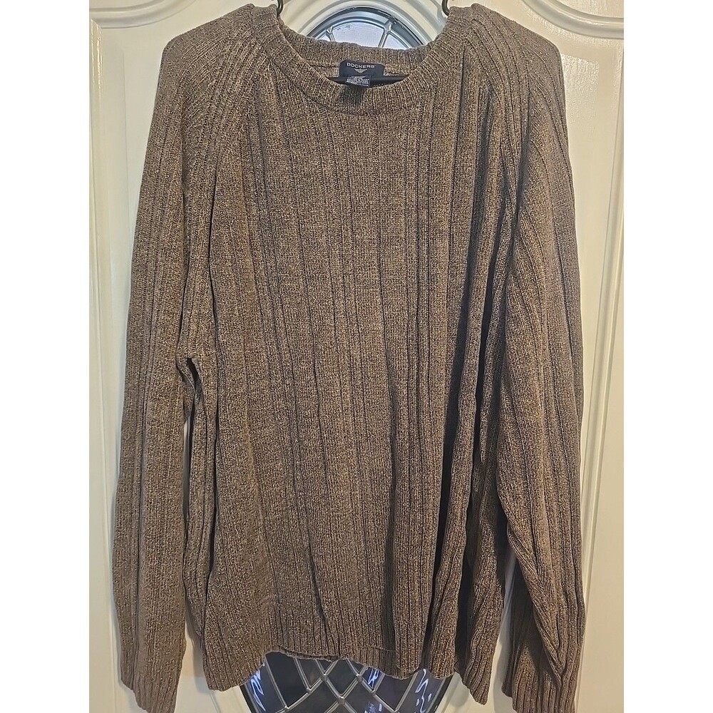 Brown XXL Men's Dockers Pullover Crew Sweater